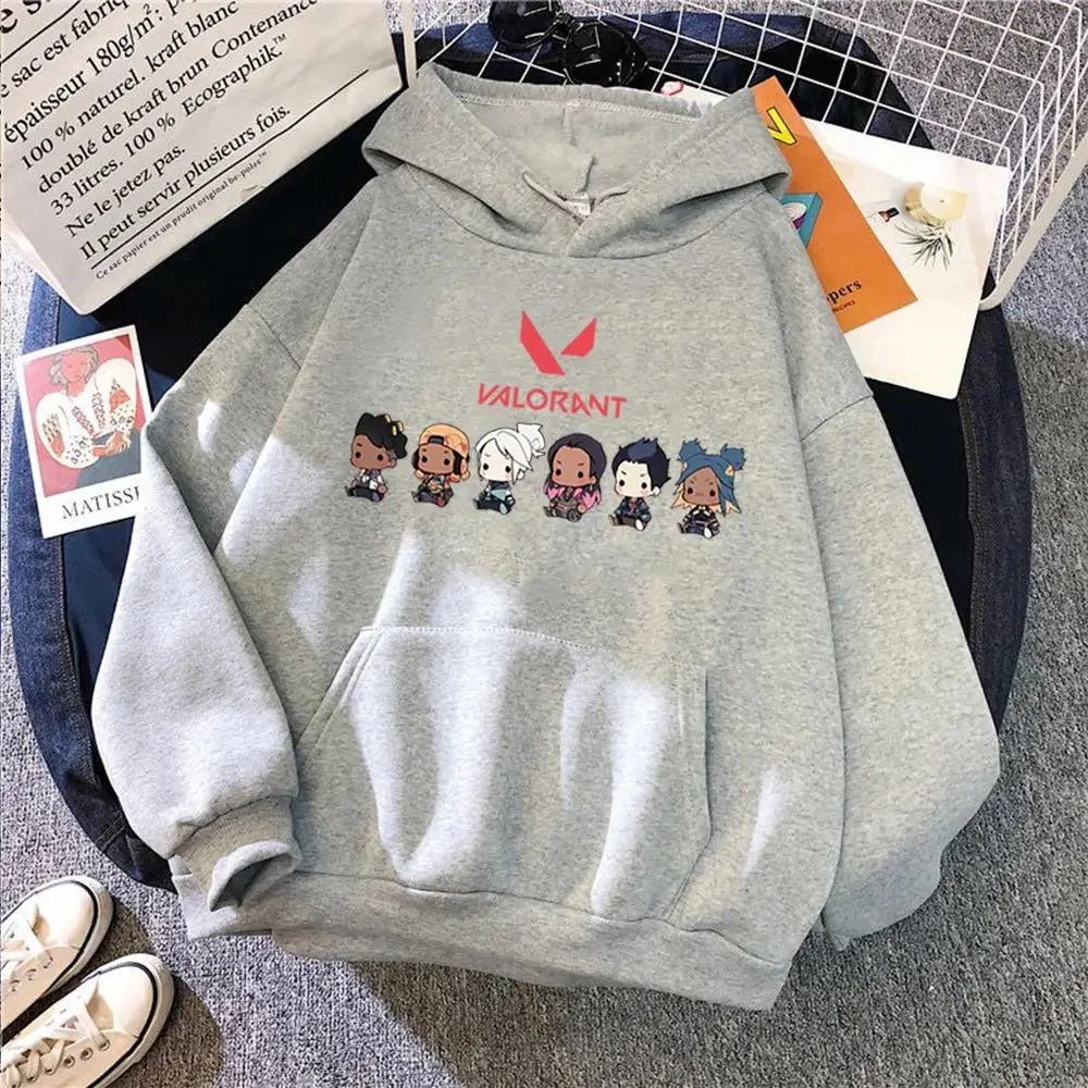 Valorant Anime 2D Print Men's Cotton Hoodie Casual Oversized Pullover Popular Streetwear Fashion Sweatshirt Trend Men Clothing