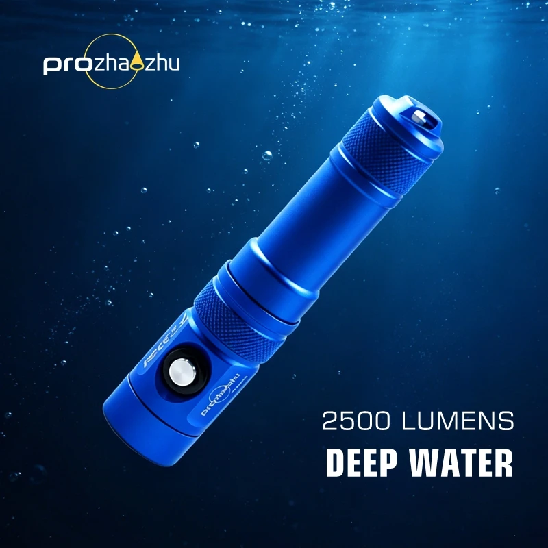 PROZHAOZHU DL-B50 Blue LED Diving Flashlight 2500LM IP68 100M Deep Underwater Waterproof USB-C Rechargeable Dive Torch