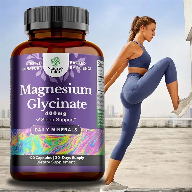 Magnesium Glycinate 400mg Stress Relief Sleep Support Memory Improvement Healthy Sleep Promotion Nutritional Supplement