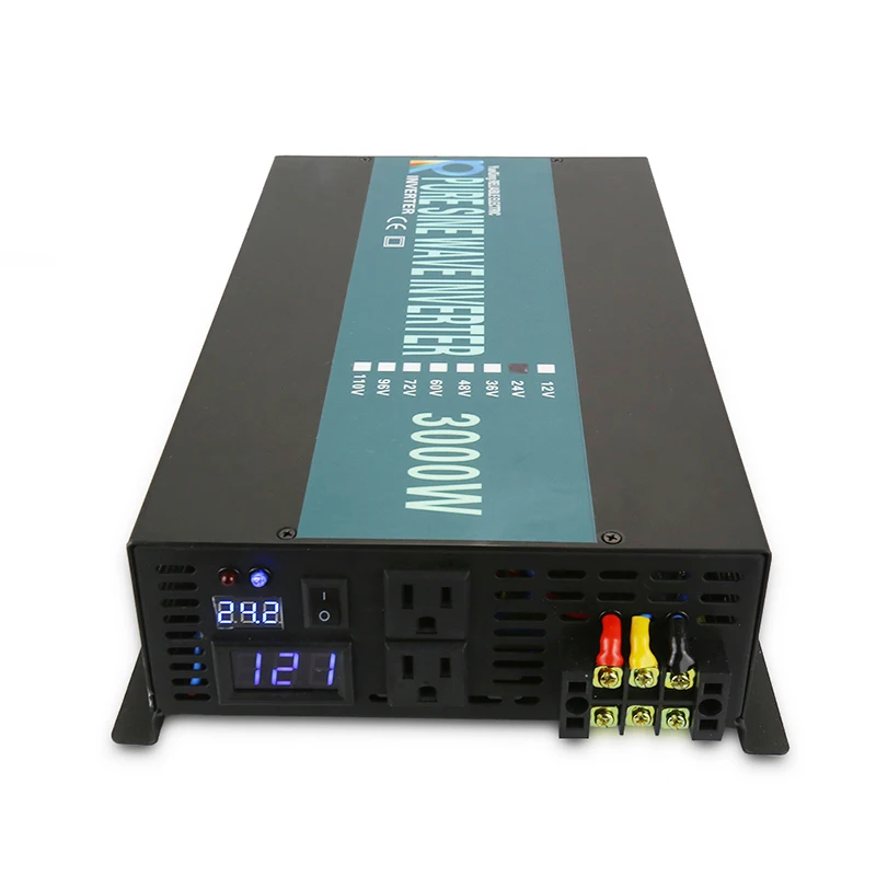 Imagem -04 - Inversor de Onda Senoidal Pura Gerador de Painel Solar Fonte de Alimentação Conversor Bancário 3000w 24v 220v 12v 48v dc para 100v 110v 120v ca 230v 240v