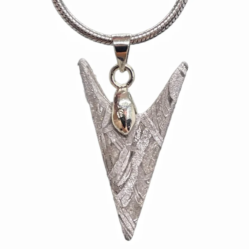 Muonionalusta Iron Meteorite V Shape Pendant Natural Widmanstatten Pattern Meteorite Jewelry Collection LK546
