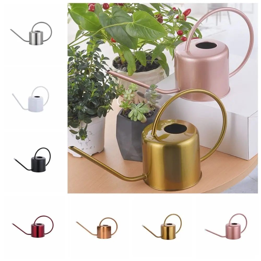 Stainless Steel Watering Can Comfortable Large Capacity Watering Pot Rustproof Leakproof 1.3L Spray Kettle Vegetable Planting