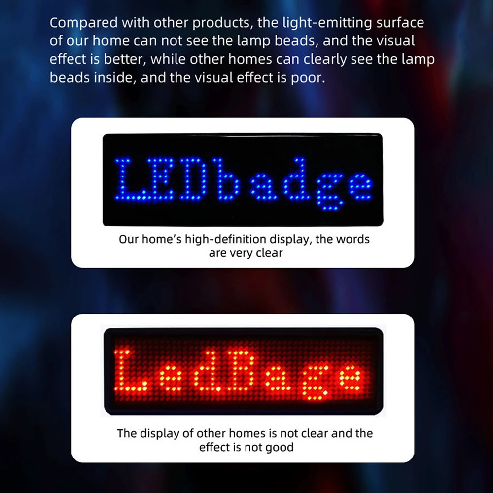 บลูทูธ LED ชื่อ Badge DIY โปรแกรมเลื่อนข้อความ Multi-Language MINI LED รูปแบบแท็กสําหรับงานปาร์ตี้การประชุม