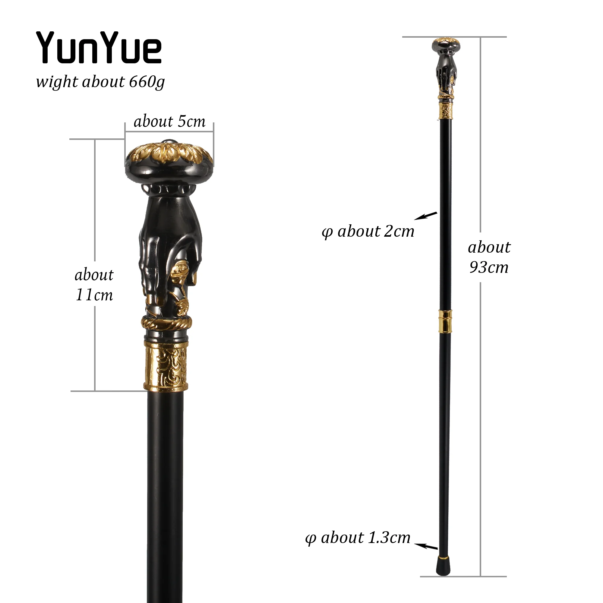 Bastón para caminar de mano y flor, color negro dorado, colecciones de caballero, bastón para caminar elegante a la moda, accesorios de película para Cosplay, bastón de fiesta