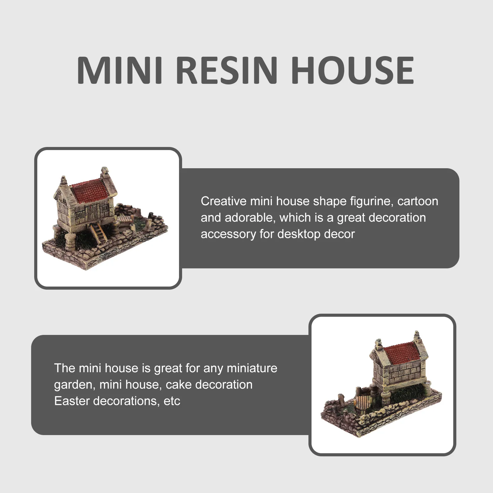 

Miniature Resin Stone House Micro Mini Garden Decor Adorable Tiny House Ornament Craft Mini-Landscape Ornament