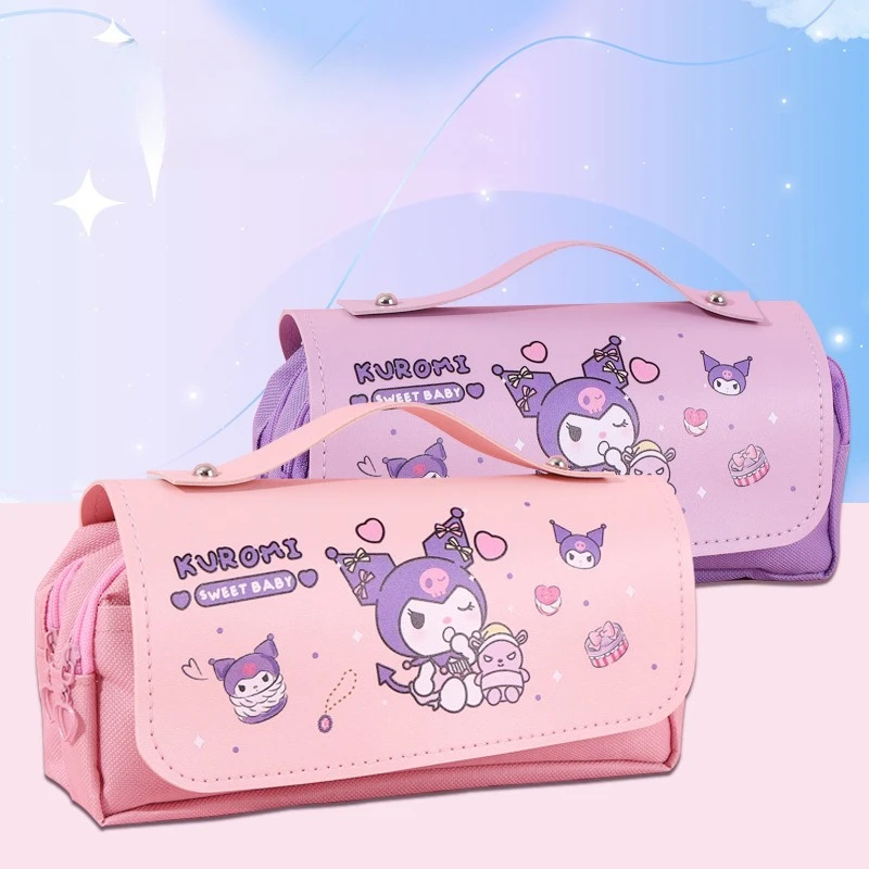 ثلاثية الأبعاد Kawaii مرحبا كيتي مقلمة الكرتون Kuromi الضغط حقيبة أقلام رصاص لطيف مقاوم للماء اللوازم المدرسية القرطاسية حقيبة التخزين #2