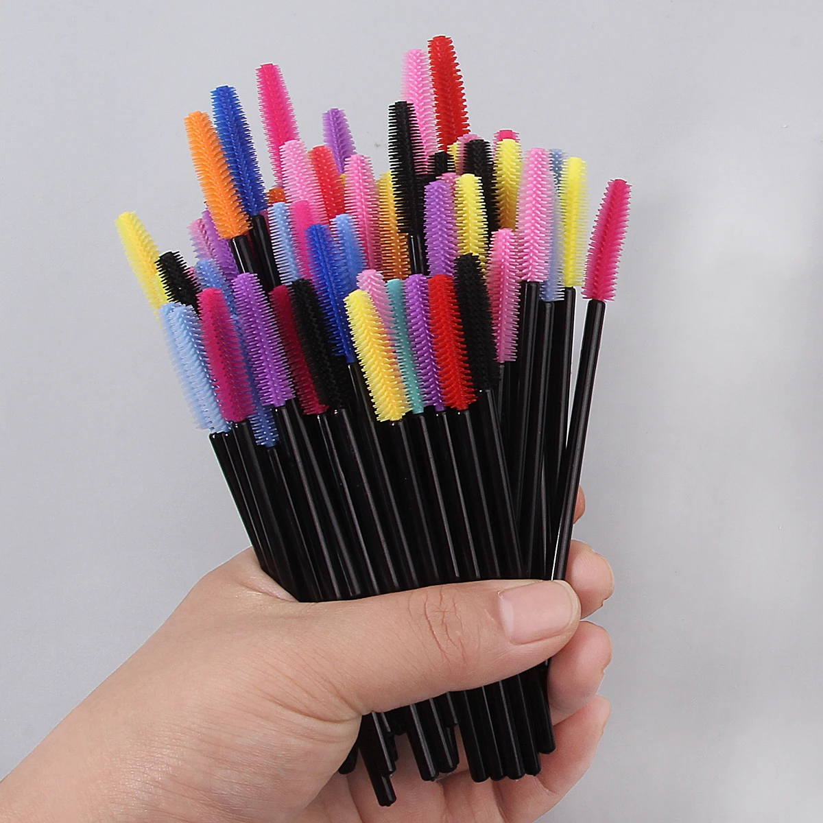 50/100PCS colored silicone mascara brush, mini multi-functional eyebrow comb, spiral eyelash curl, mascara brush