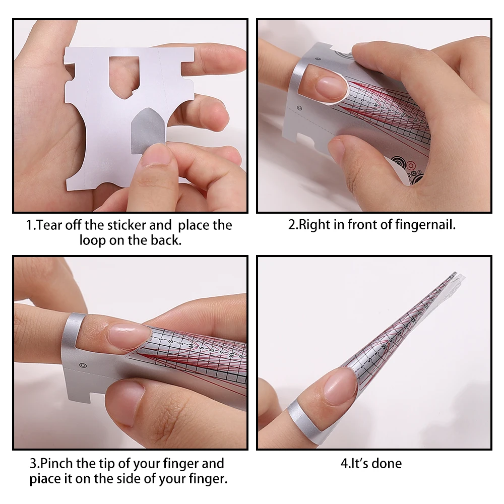 100 unids/lote puntas de formas de uñas francesas extensión de pegatinas de uñas acrílico UV Gel curva herramientas de arte de uñas postizas formas guía DIY juego de manicura