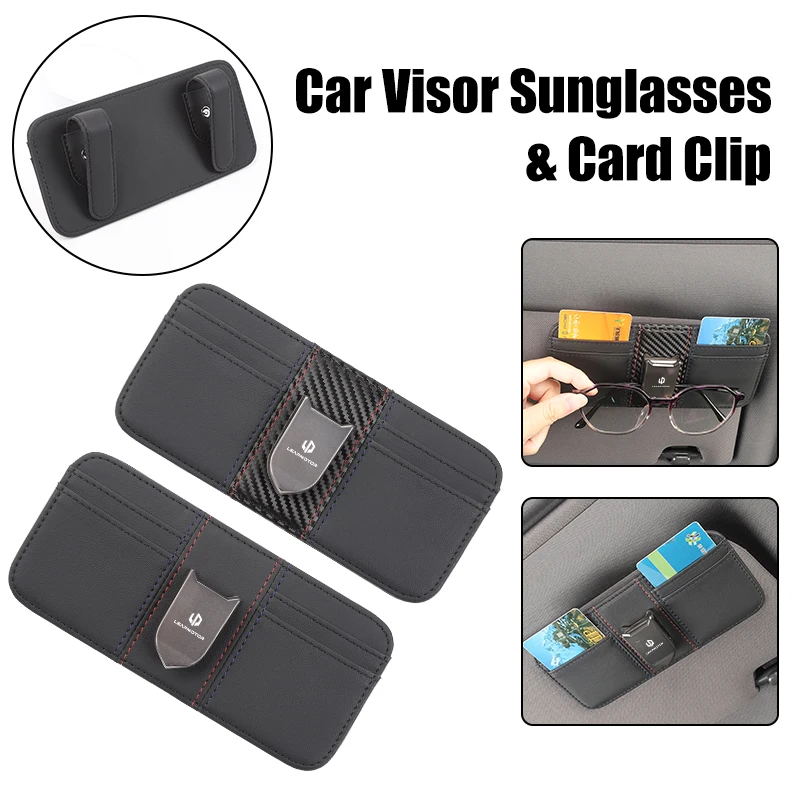 

Car Sun Visor Glasses Clip Leather Cards Holder Storage Pocket For Leapmotor Leap Motor C01 C11 T03 S01 C11 Reev 2022 2023 2021
