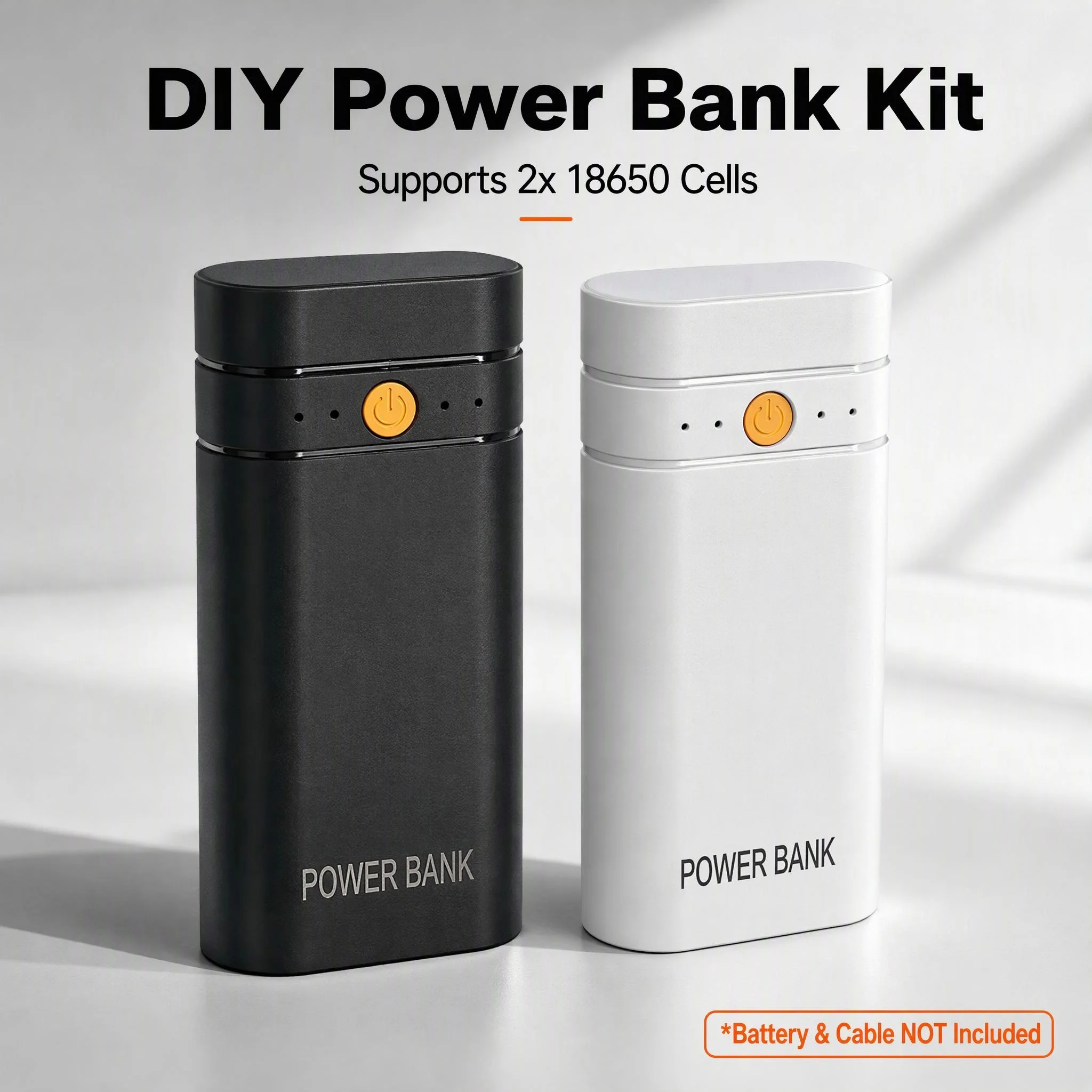2X 18650 Type-C USB Power Bank Battery Charger Case DIY Battery Box for Phone Electronic Charging Not Including Batteries 5V 2A