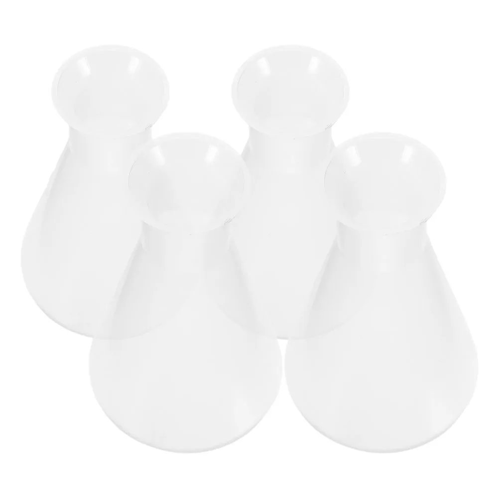 

4pcs Conical Flask Transparent Plastic Lab Beakers Wide Mouth Design for Chemistry Experiment Container Teaching Research