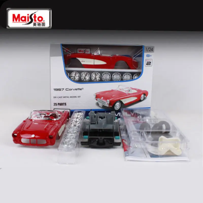 Assembly Version Maisto 1:24 Chevrolet 1957 Corvette Alloy Sports Car Model Diecasts Metal Classic Car Vehicles Model Kids Gifts