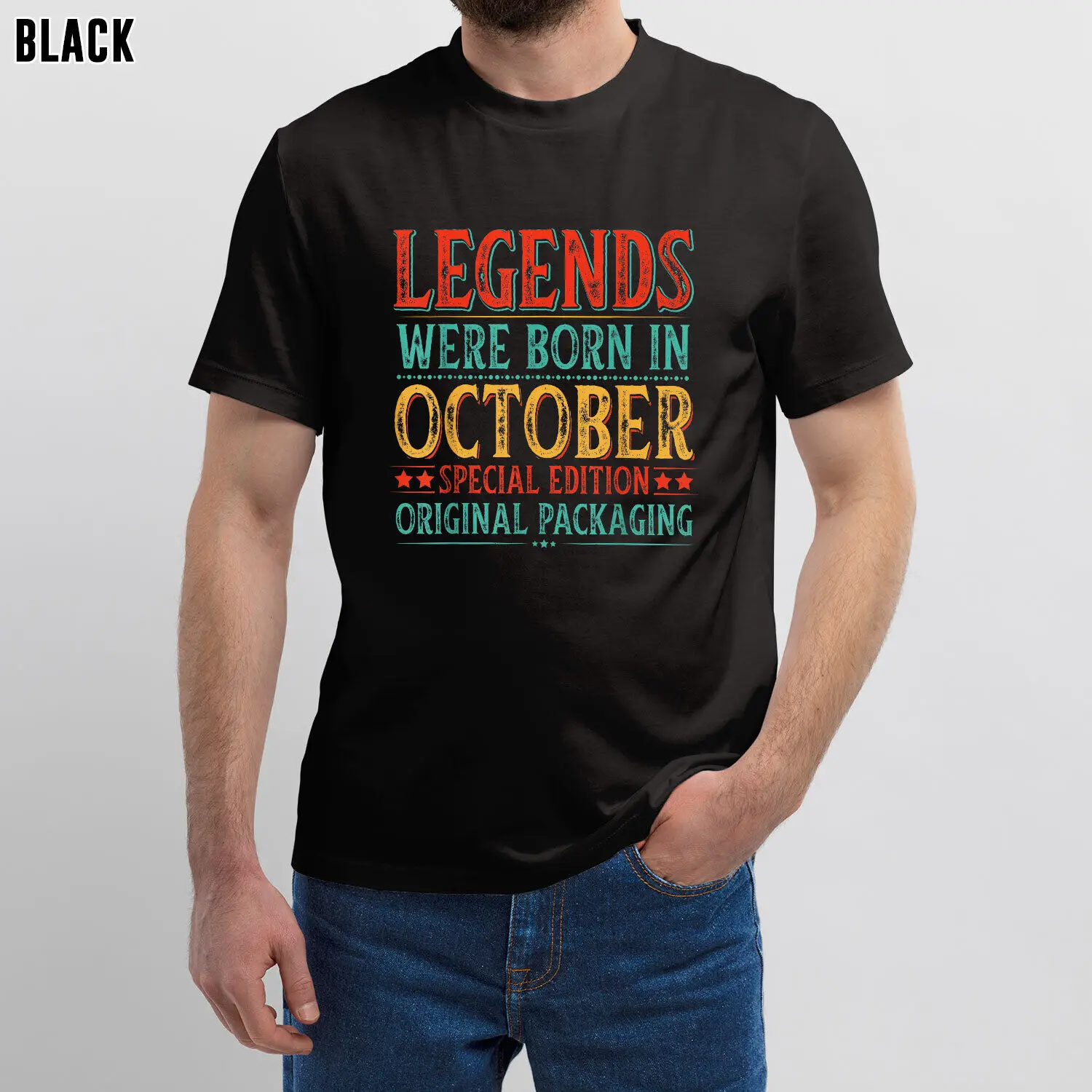 

October Birthday T-Shirt Legends Born in October Original Packaging Gift