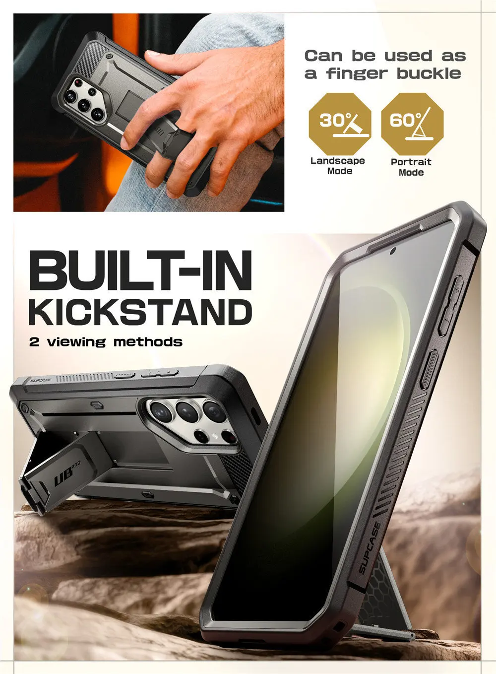 SUPCASE For Samsung Galaxy S24 Ultra Case UB Pro Full-Body Dual Layer Rugged Belt-Clip Phone Case with Built-in Screen Protector