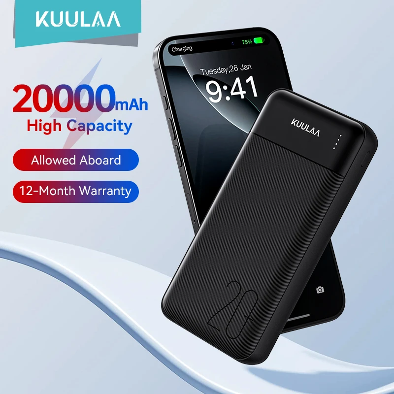 

KUULAA 20000mAh Power Bank Portable Charger External Battery PoverBank Fast Charging Powerbank For iPhone Xiaomi mi POCO