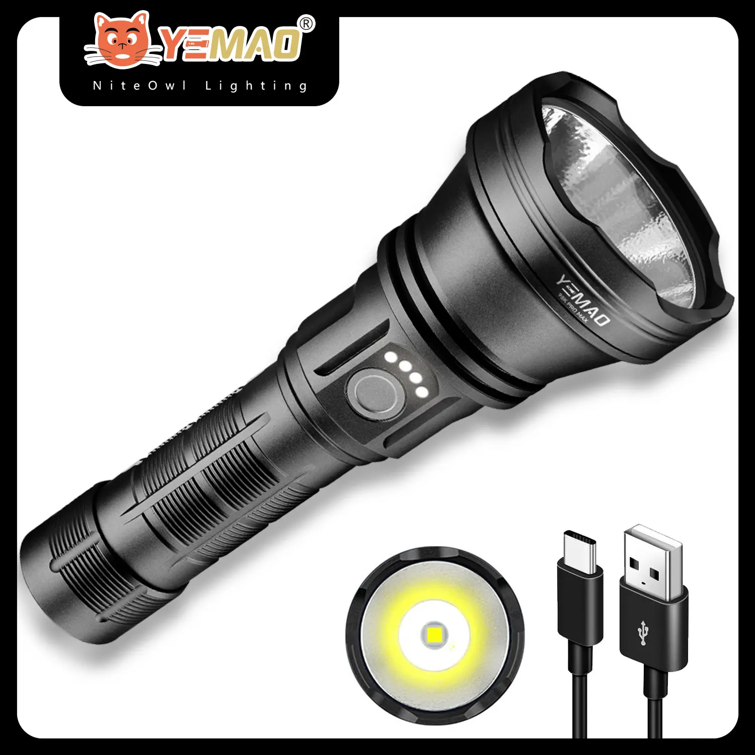 

YEMAO 98K Pro Max Tactical Flashlight 4480 Lumens Rechargeable Led Flashlight 680 Meter Throw Emergencies, Camping, Searching