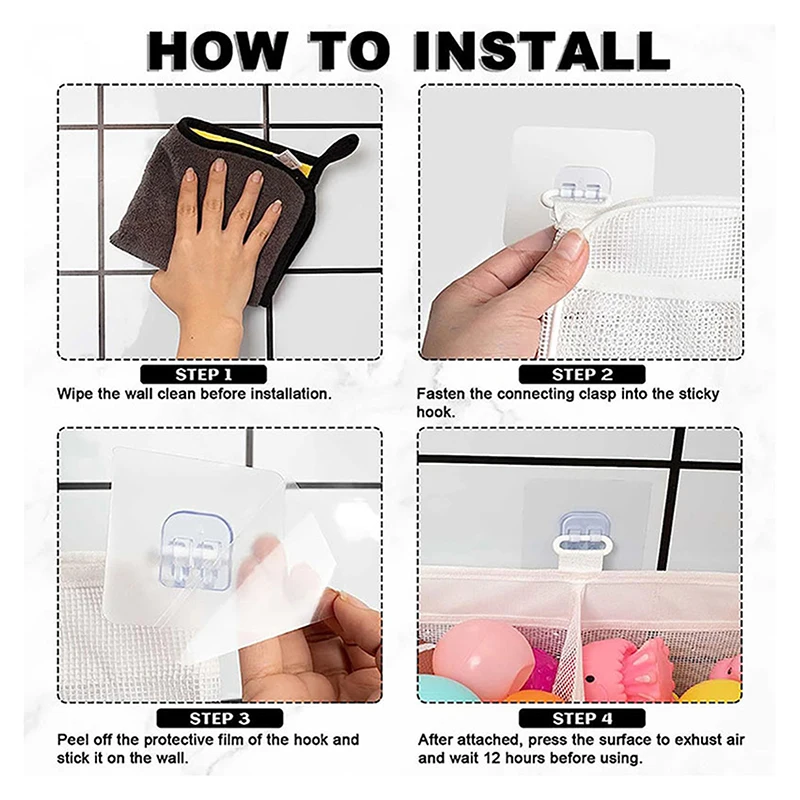 3 Compartments Horizontal Large Openings Bath Toy Organizer For Tub Multi-function Bath Storage And Holder Easy Sorting