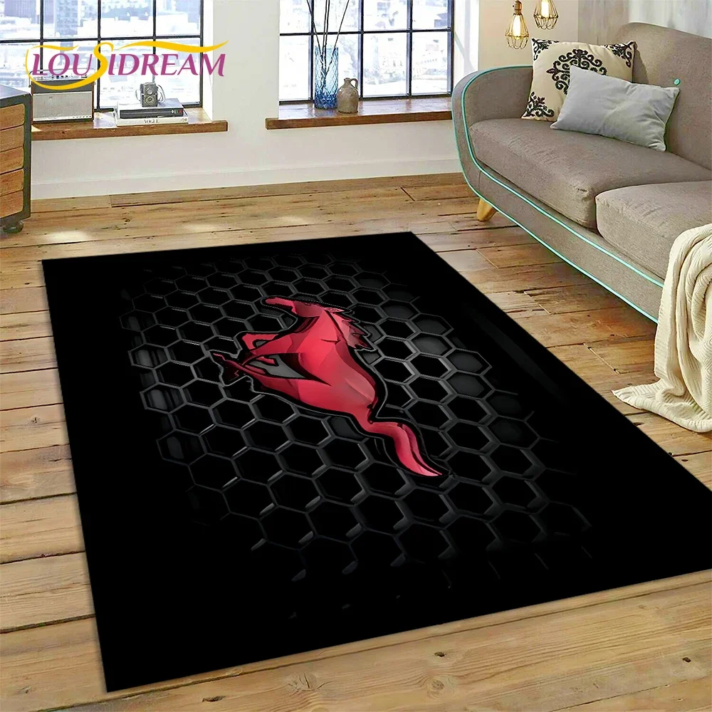 Classics 3D F-Ford GTR Mustang Car Rug Carpet for Living Room Bedroom Home Decor,Floor Mat Non-slip Decoration for Sofa Doormat