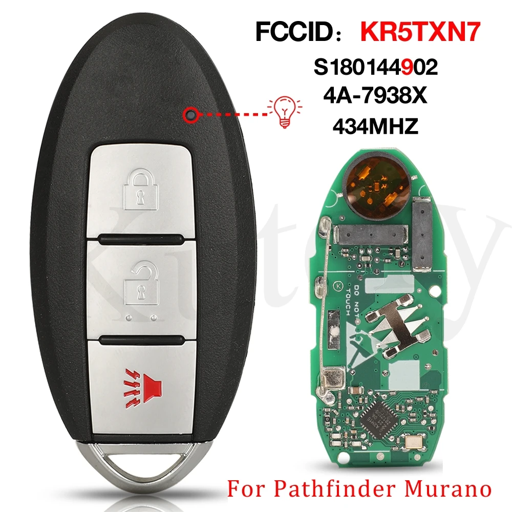 jingyuqin 2+1 BTN KR5TXN7 433MHZ 4A 285E3-9UF1B 9UF1A Remote Control Car Key Fob S180144902 For NISSAN Murano Pathfinder 2019+