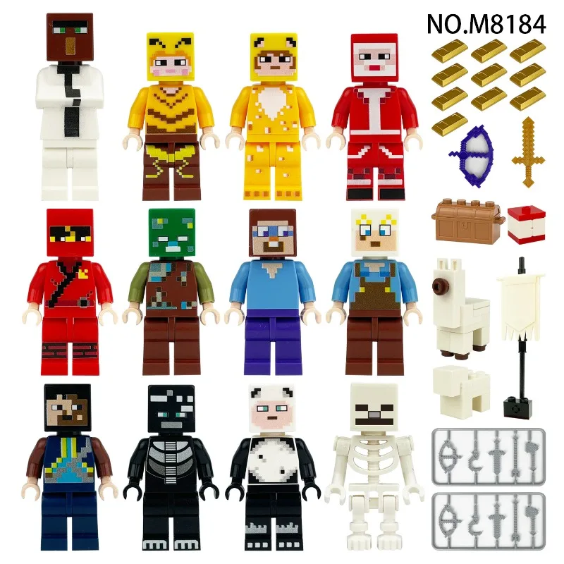 Mini-Figuren für Kinder zum Zusammenbauen von Kleinpartikel-Spielzeugen, Waffen, Zubehör, Tier-Pixel-Geburtstagsgeschenken