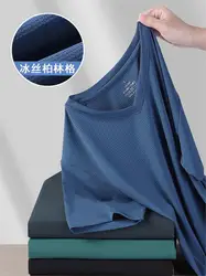 Plus Size 7XL 8XL 9XL Summer V-Neck T-shirts For Men Ice Silk Cooling Quick-dry Breathable Men's Short-sleeved T Shirts