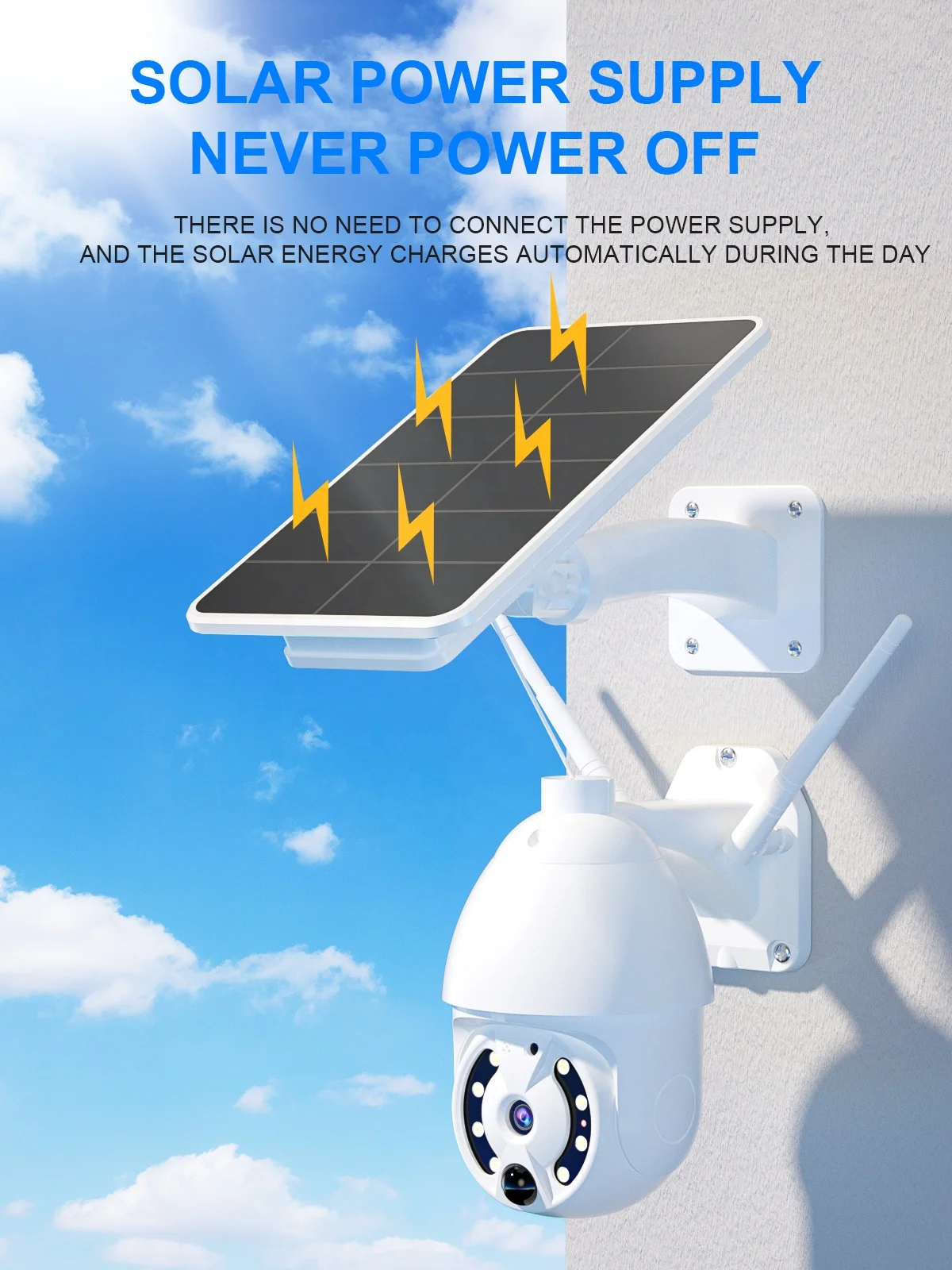 WiFi Solar Surveil Camera 2mp hd Solar Cctv Auto Tracking Wireless Surveillance Product Two Way Audio Color Night Vision Camera