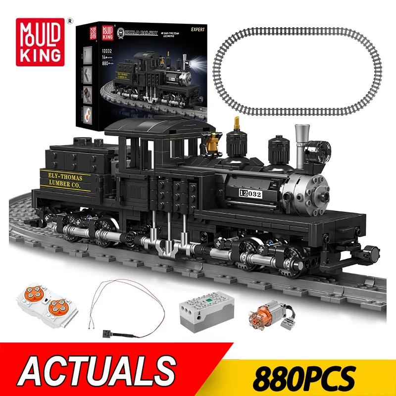 NEW 880PCS Technical Remote Control Shay-type Steam Locomotive Building Block Assembly Train Bricks Toys Kids Christmas Gifts