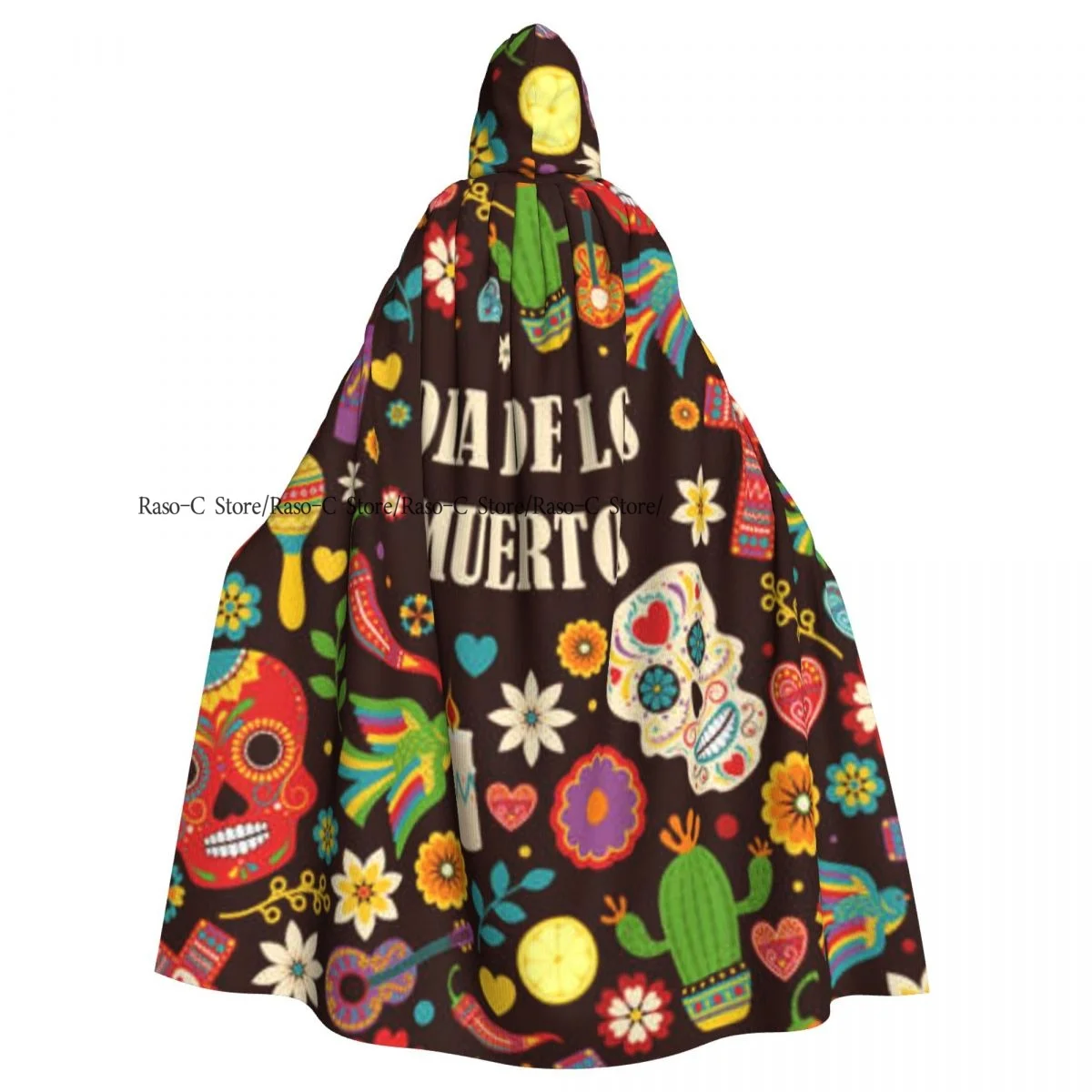 Unisex Witch Party Reversible Hooded Adult Vampires Cape Cloak Dia De Los Muertos Day Of The Dead