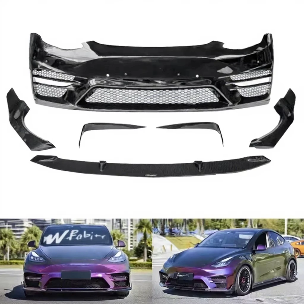 

Custom made Hot Selling Carbon Fiber Front Bumper Front Lip Front Bumper Wind Blade 2021-2023 Suitable forTesla Model Y Body Kit