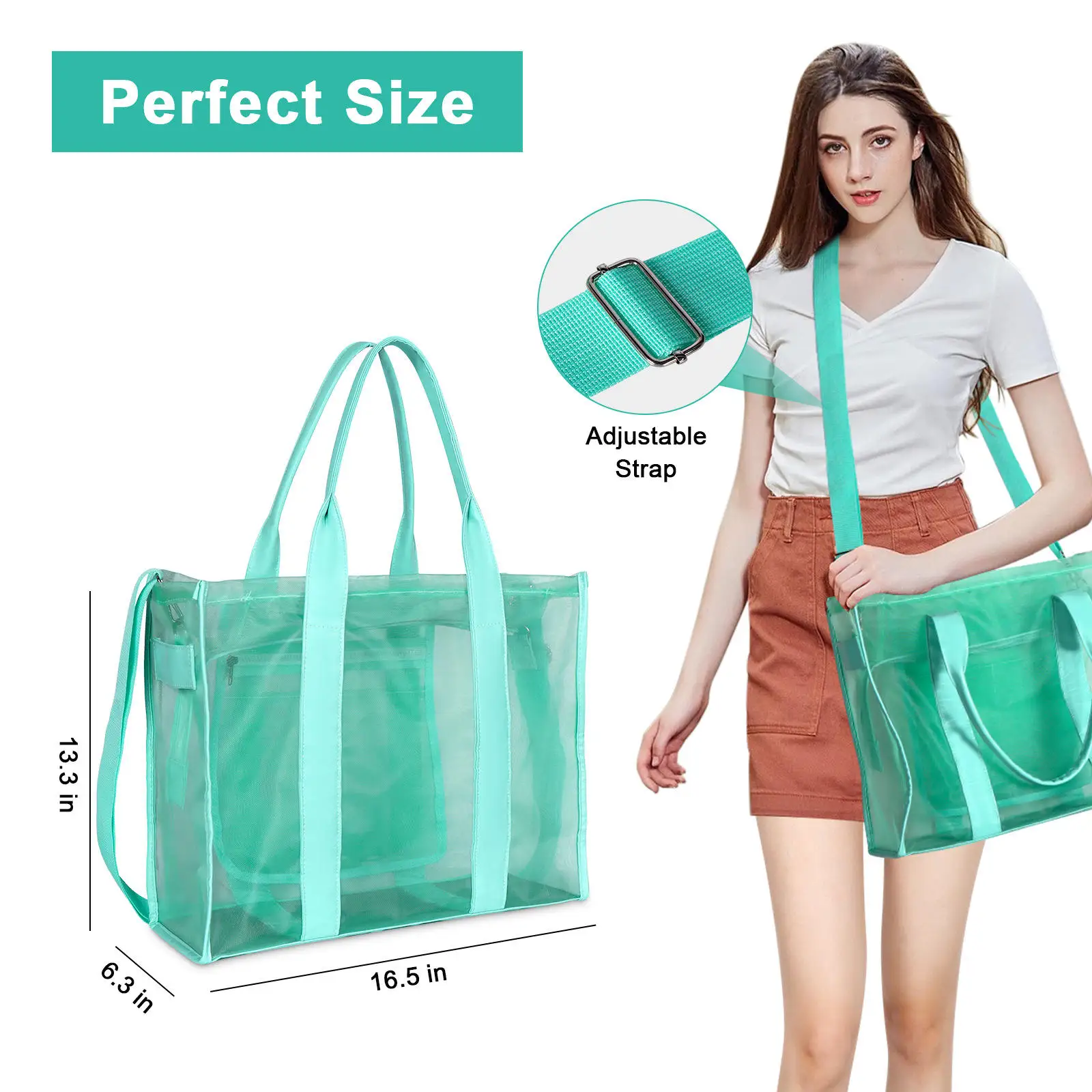 Dompet Bening Tas Tote Kapasitas Besar Tas Tangan Bahu Selempang Pantai Logo Kustom Tas Belanja Pegangan Kulit Tahan Air PVC