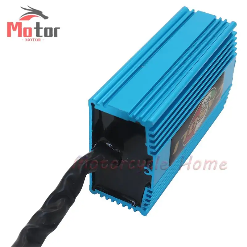 Высокая производительность, подходит для модификации педалей мотоцикла, квадроцикла, пляжного велосипеда GY6, синий/золотой, бесконечной скорости, воспламенитель CDI постоянного тока