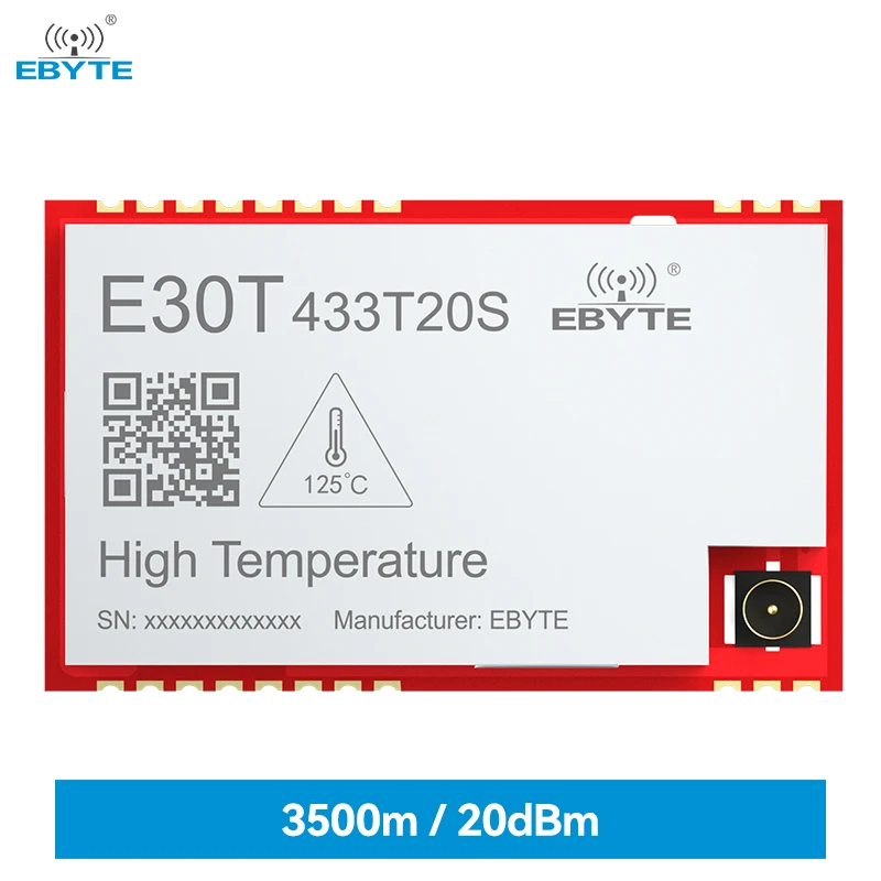 

Wireless Serial Port Module EBYTE E30T-433T20S 150℃ High Temperature Resistance 425~450.5MHZ 20dBm IPEX FEC RSSI 3.5KM SMD