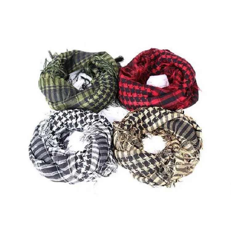 Tactical Hunting Scarf Shemagh Tactical Desert Keffiyeh Head Neck Scarf Arab Wrap with Tassel 95*95cm