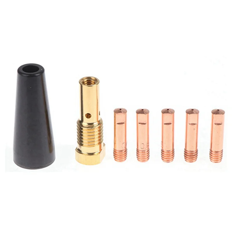 15Pcs MIG Welding Kit Flux Core Gasless Nozzle 0.9mm Brass Welding Tips Replacement MIG Welder Accessories