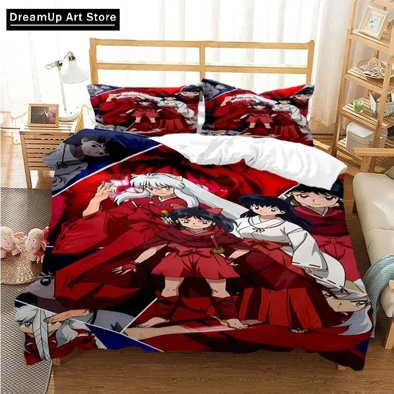 3D Printed Anime Inuyasha Sesshoumaru Bedding Set Cute Quilt Cover Bed Cover With Pillowcase Twin Single Queen King Size Boys