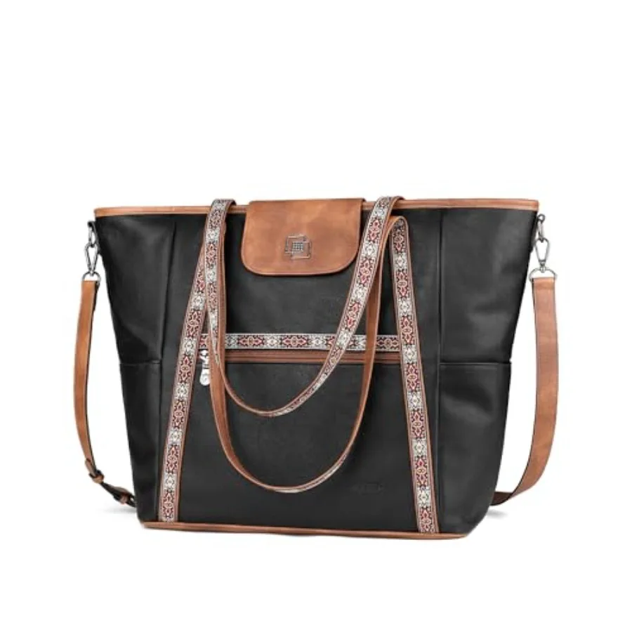 

FADEON Large Laptop Tote Bag for Women Designer Leather Laptop Bag Fashion Travel Backpack Purse Shoulder Handbag