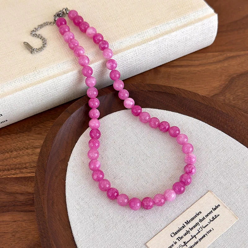 Necklace Colorful Natural Stone Beaded for Women Everyday Office Elegant Unique Choker Style Versatile Premium Jewelry