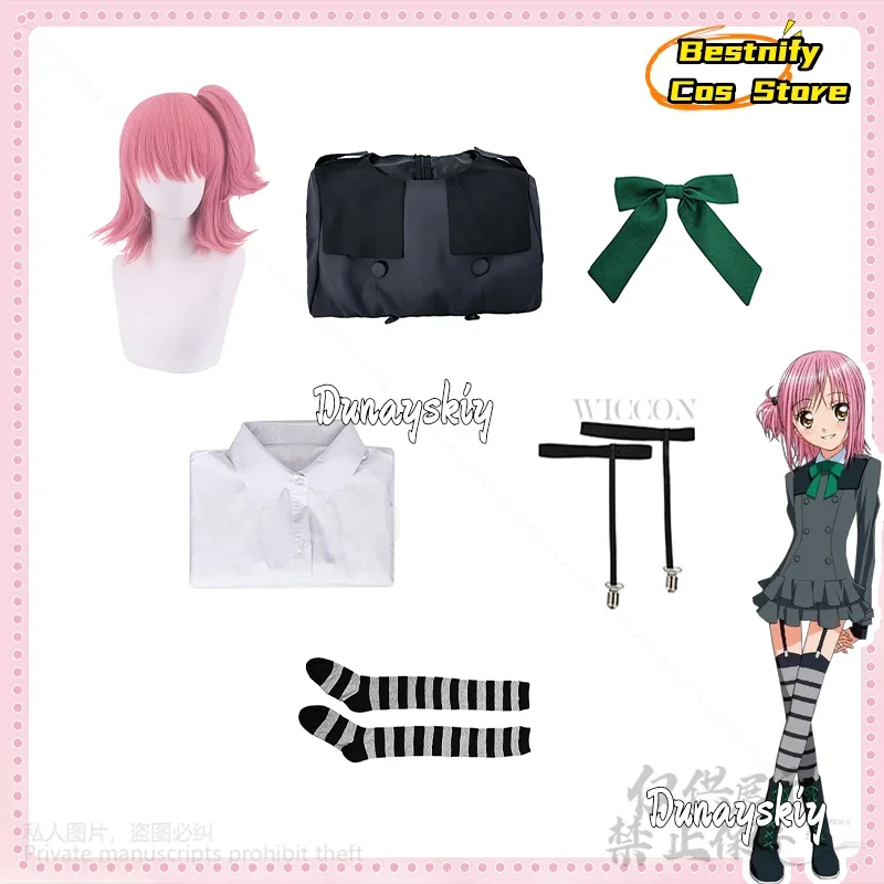 CosplayShugo Chara Hinamori Amu 코스프레 애니메이션 의상 카와이 레이디 그레이 슈트 스커트 JK 교복 섹시한 스타킹 로리타 맞춤