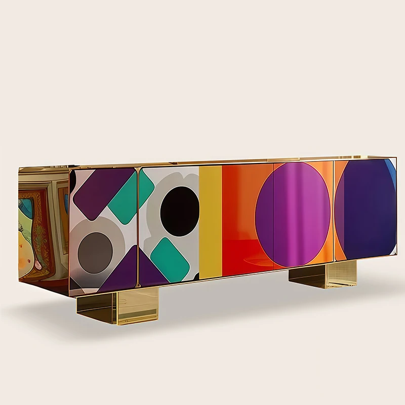 Handcrafted Solid Wood Extendable Decorative Painted TV Cabinet Customizable Modern Design Living Room Storage Cabinet