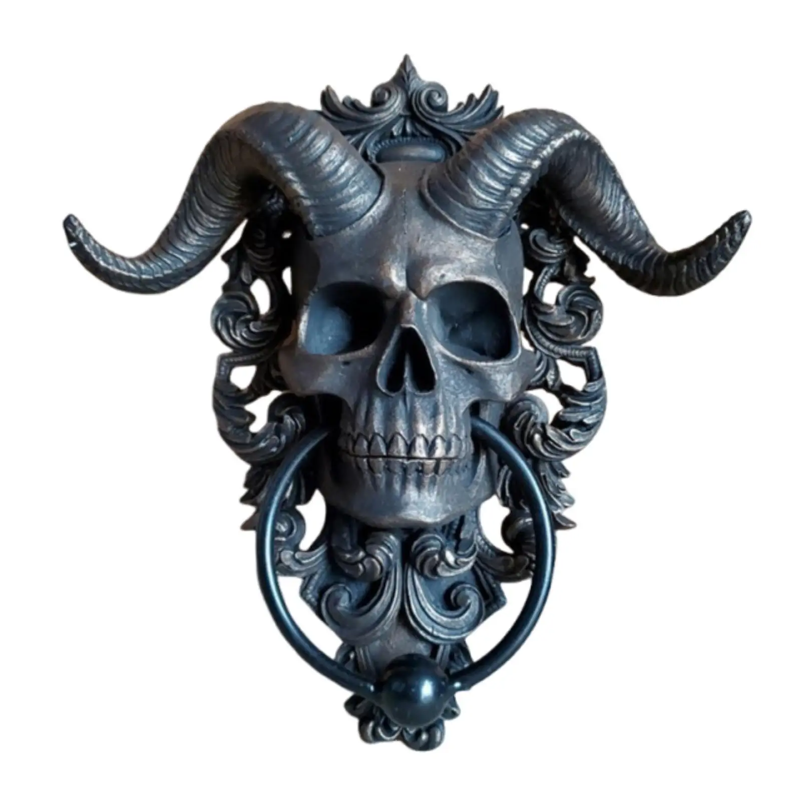 Skeleton Head Door Knocker Wall Decoration, Sheep Head Skull Sculpture for Club Shop Kitchen Living Room Home