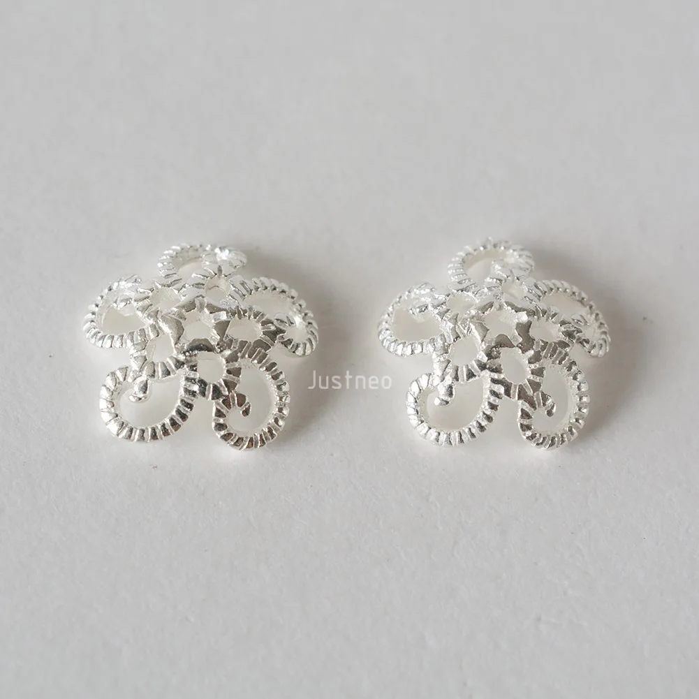 solid 925 sterling silver flower bead cap, spacer bead caps, jewelry diy silver findings/components