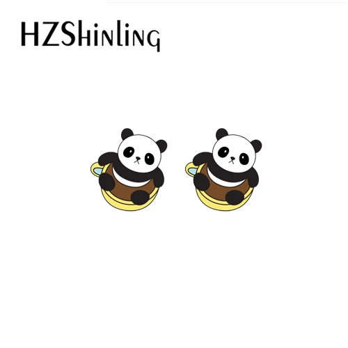 2021 New Arrival Lovely Panda Loves Dessert Donuts Handcraft Epoxy Acrylic Stud Earrings