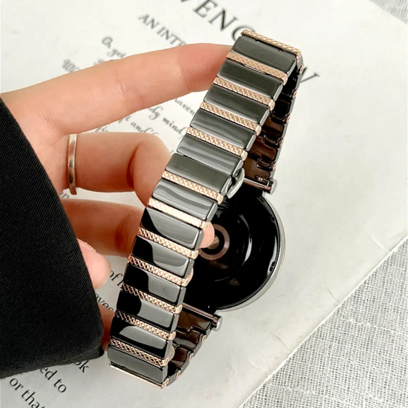 18mm Ceramics Strap for Huawei GT4 41mm,Women Fashion Replacement Stainless Steel Buckle Watchband for GT4 41mm/GT5 42mm