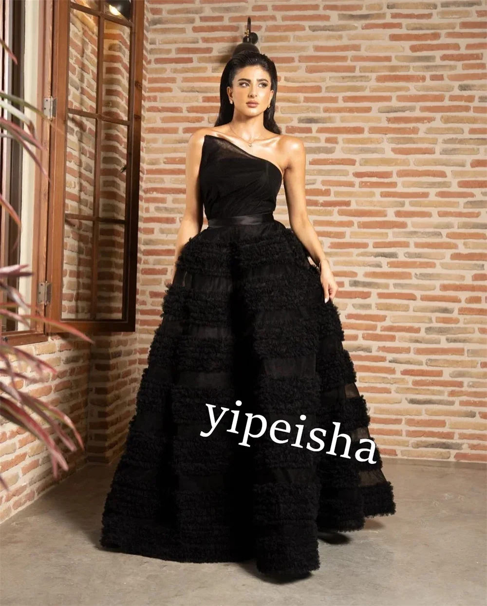 CustomizedJiayigong  Net Pleat Homecoming A-line Strapless Bespoke Occasion Gown Long Dresses Saudi Arabia