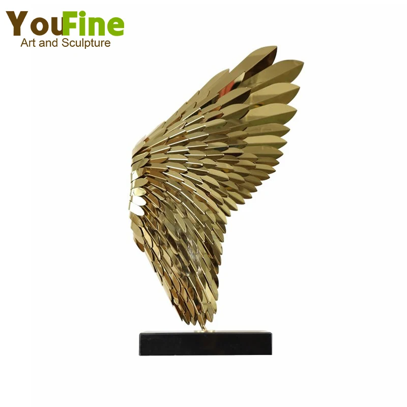 Angle Wings Metal Sculpture Angel Feather Statue Golden Modern Art  Wing Sculptures Home Hotel Lobby Club Decor Luxury Present