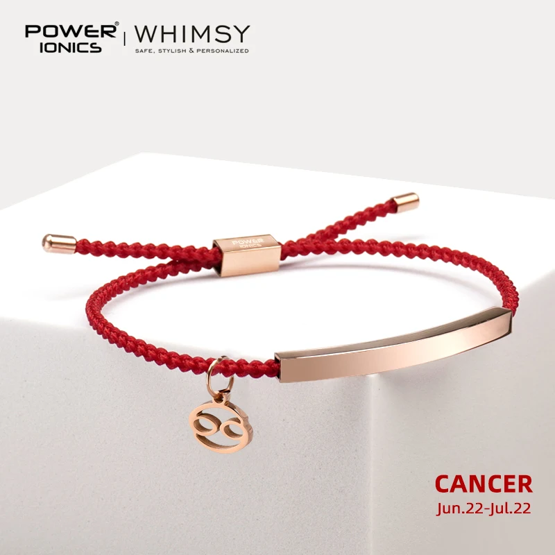 Power Ionics New Trend 12 Zodiacs 18K RoseGold Plated Unisex Slim Souvenir Bracelet Custom Engrave