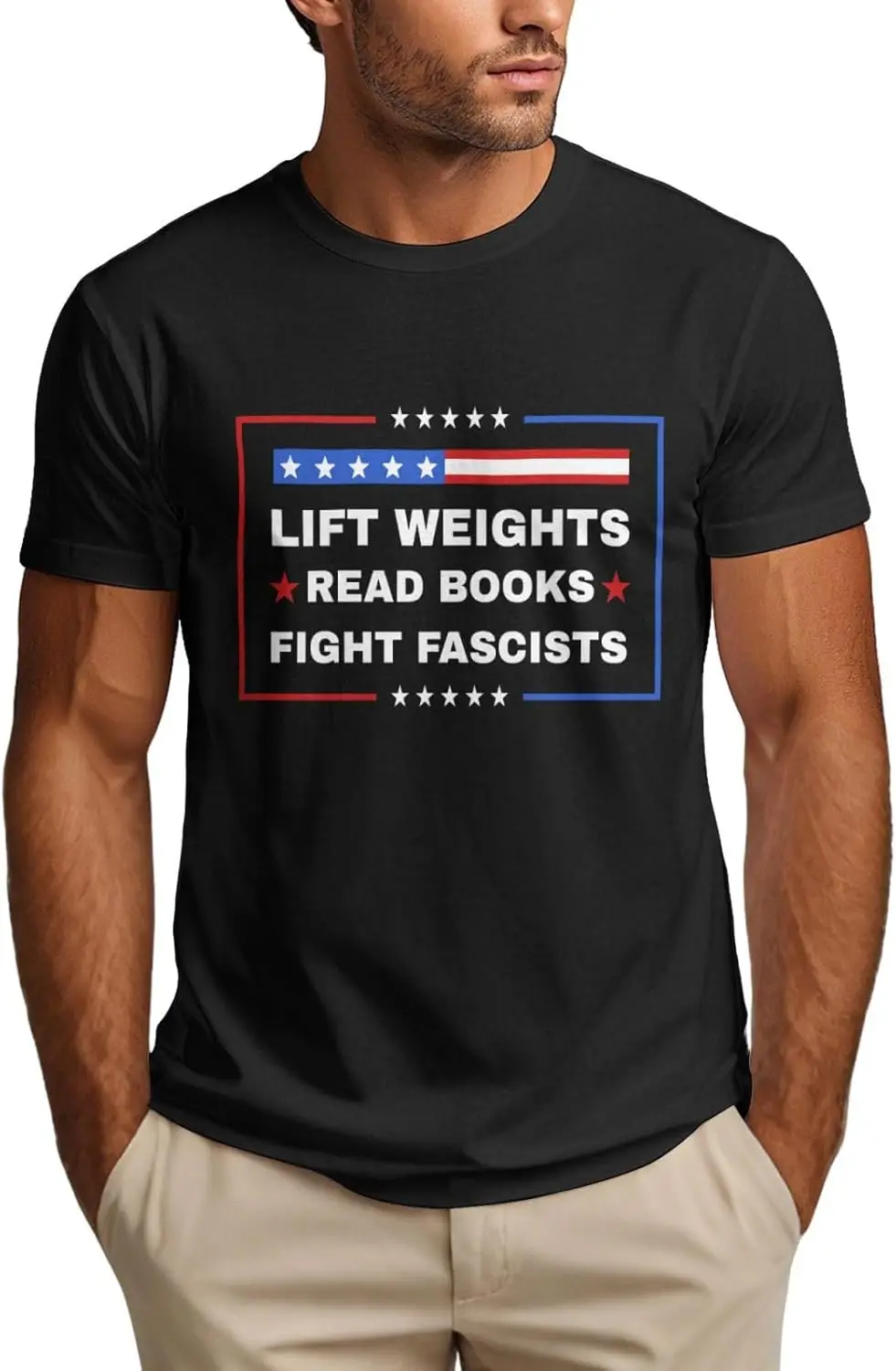 

Read Books Lift Weights Fight Fascists Shirt Resist-47 Men's T-Shirt