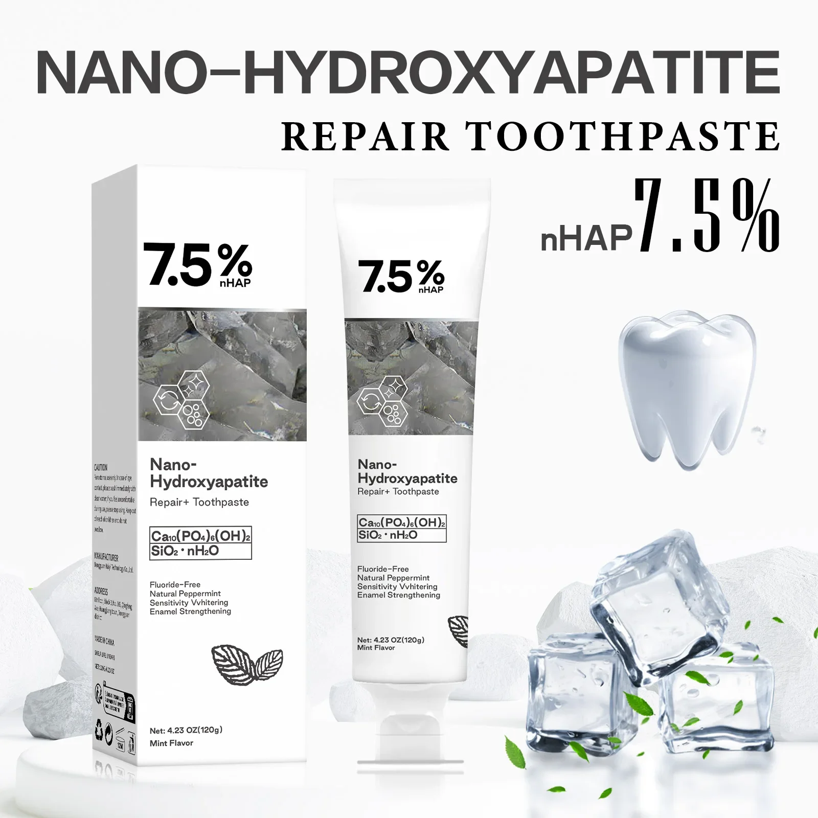 Dentifrice Nano Hydroxyapatite, 120g, dissolvant de taches de café/thé, améliore la mauvaise haleine, prévient les caries, haleine fraîche, soins dentaires