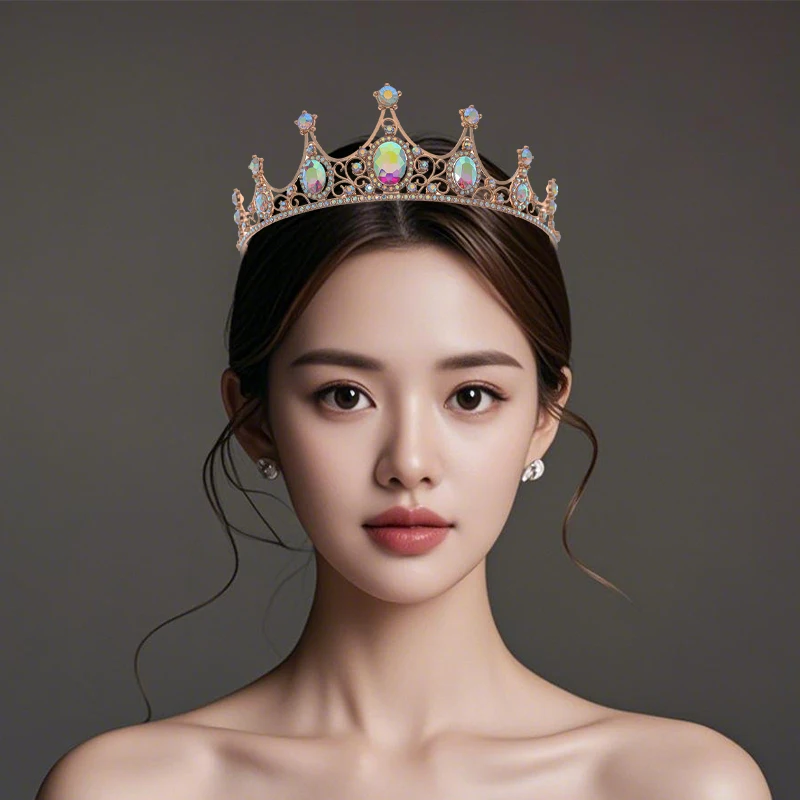 

2025 Luxury Elegant Rhinestone AB Crystal Crown Headpiece for Women Party Prom Bridal Wedding Hair Jewelry