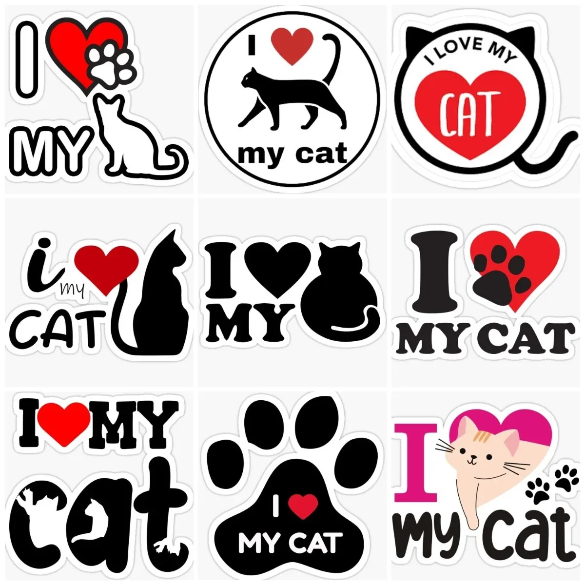 

I Love My Cat Creative Sticker Window Laptop Car Truck Accessories Moto Wall Glass Door Helmet Racing Camper Off-road Room Decal